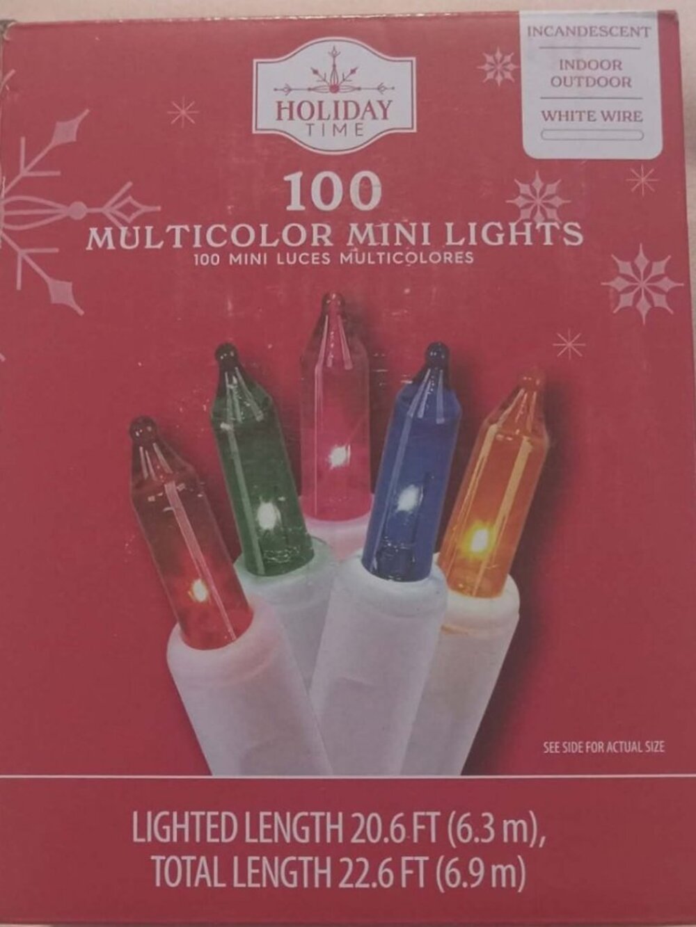 Holiday Time 100 Multi-color Mini Lights Bulbs, String Lights, Brand New